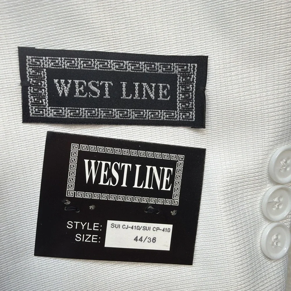 White Western Suit Mens Wedding Jacket‎ Pants Set 44R 36 Rockabilly Vintage